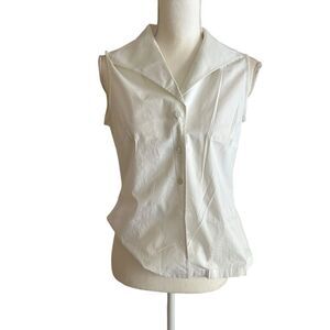 Coldwater Creek Sleeveless White Button Down Blouse Size Medium